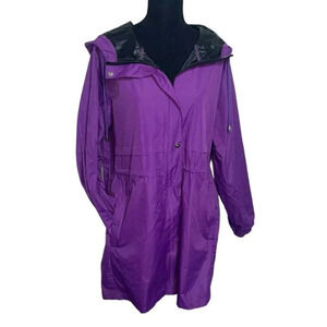 Guanyy purple waterproof windbreaker‎ hooded utility style coat size XL
